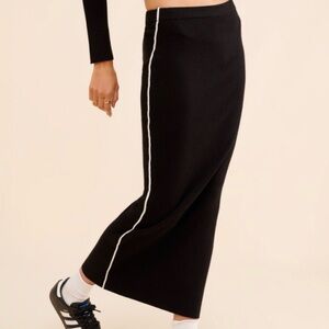 Modern Citizen Black Maxi Skirt with White Side Stripe Wool